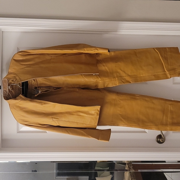 Tan Leather pant and jacket. - Picture 1 of 9